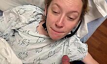 Outdoor blowjob and face fuck with my boyfriend in the hospital pre-op room