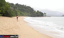 Amateur Brazilian babe Amandaborges gets picked up on the beach for anal sex
